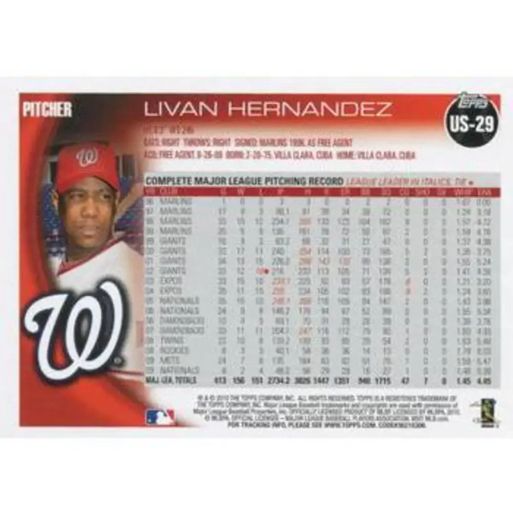 2010 Topps Update Livan Hernandez US-29 Washington Nationals